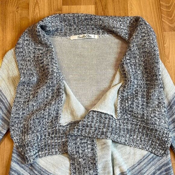 Vanilla Star Cream and Blue Open Front Long Cardigan S - Picture 4 of 8